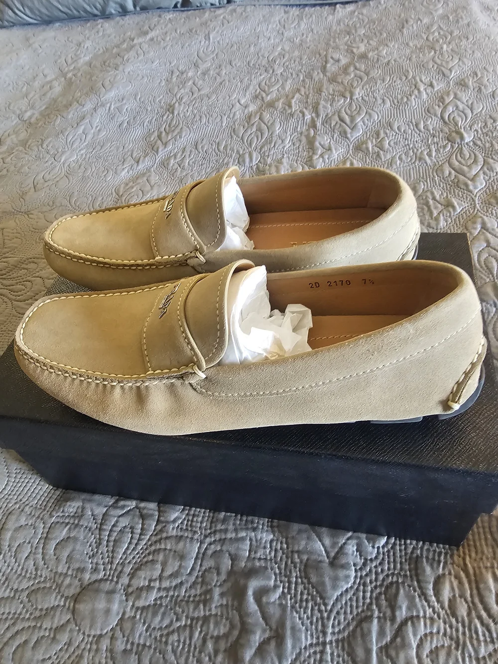 Prada Beige Suede Penny Loafers for Men